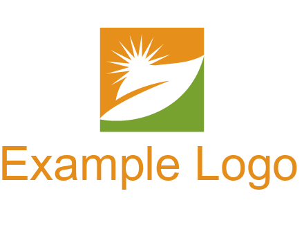 leaf and sun in square environment logo