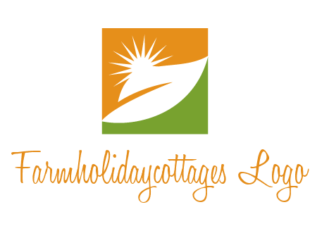 leaf and sun in square environment logo
