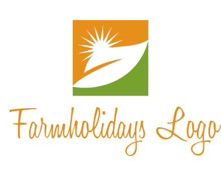 leaf and sun in square environment logo