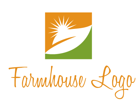 leaf and sun in square environment logo