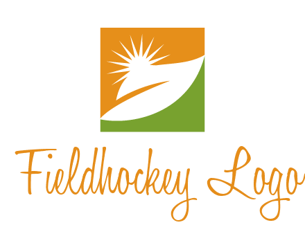leaf and sun in square environment logo