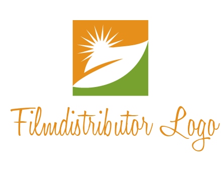 leaf and sun in square environment logo