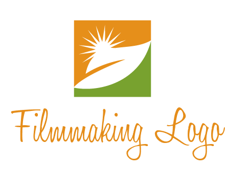 leaf and sun in square environment logo