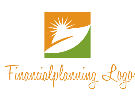 leaf and sun in square environment logo