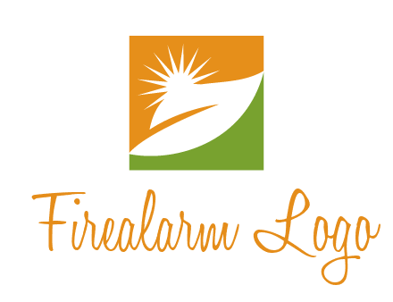 leaf and sun in square environment logo