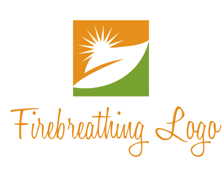 leaf and sun in square environment logo