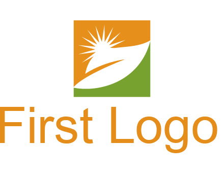 leaf and sun in square environment logo