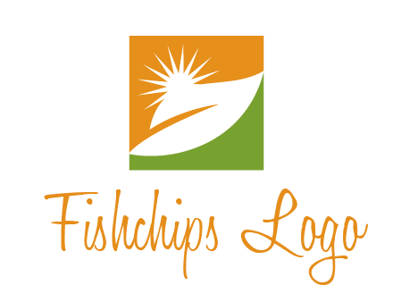leaf and sun in square environment logo