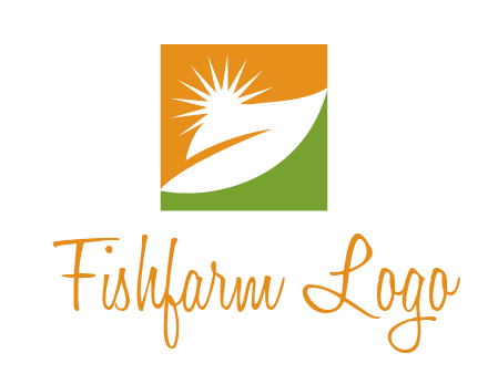 leaf and sun in square environment logo