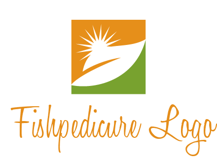 leaf and sun in square environment logo
