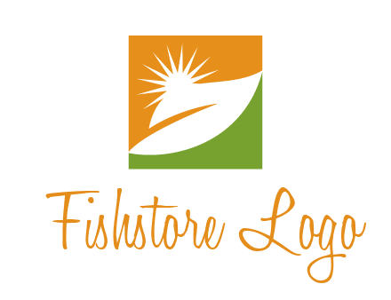 leaf and sun in square environment logo