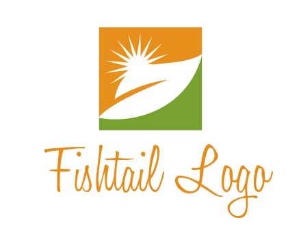 leaf and sun in square environment logo