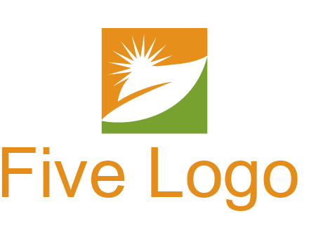 leaf and sun in square environment logo