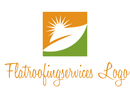 leaf and sun in square environment logo