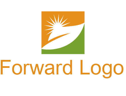 leaf and sun in square environment logo