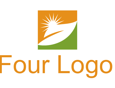 leaf and sun in square environment logo