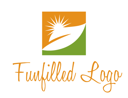 leaf and sun in square environment logo