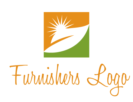 leaf and sun in square environment logo