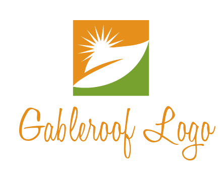 leaf and sun in square environment logo