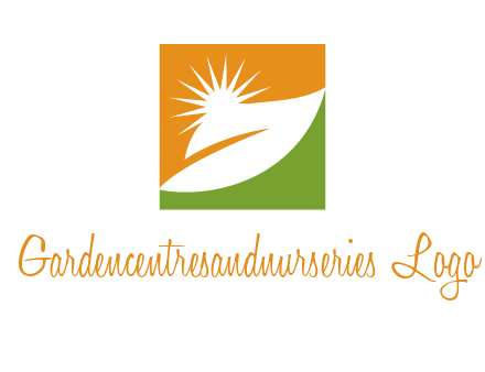 leaf and sun in square environment logo