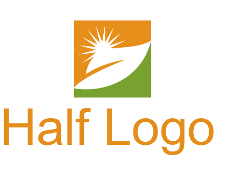 leaf and sun in square environment logo