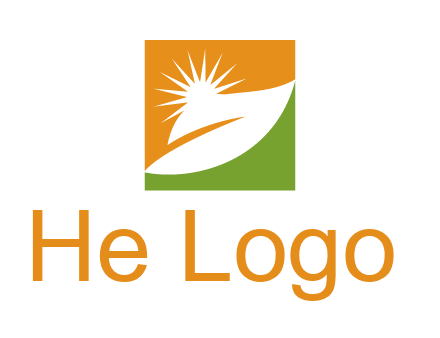 leaf and sun in square environment logo