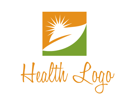 leaf and sun in square environment logo