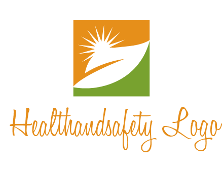 leaf and sun in square environment logo