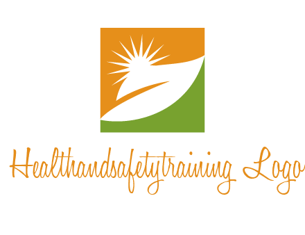 leaf and sun in square environment logo