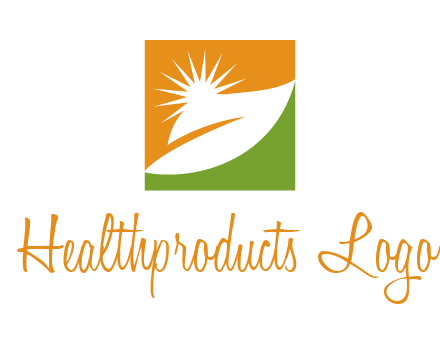 leaf and sun in square environment logo