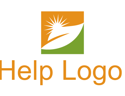 leaf and sun in square environment logo