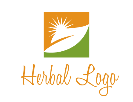 leaf and sun in square environment logo