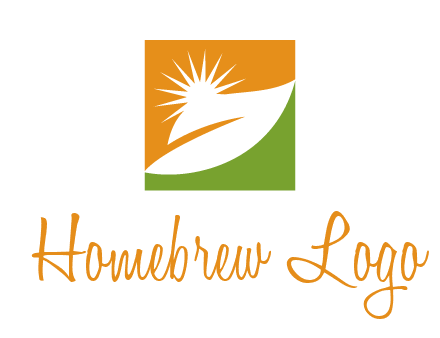 leaf and sun in square environment logo