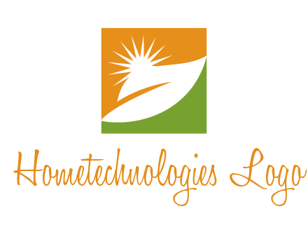 leaf and sun in square environment logo