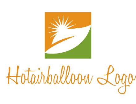 leaf and sun in square environment logo