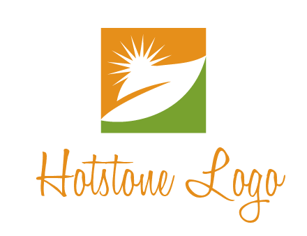 leaf and sun in square environment logo