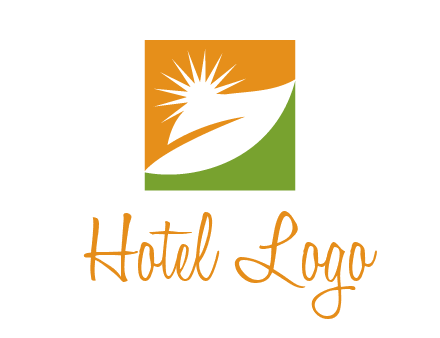 leaf and sun in square environment logo