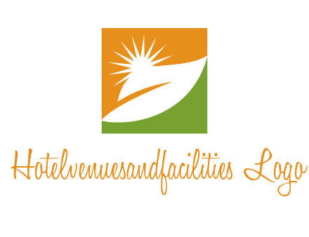 leaf and sun in square environment logo