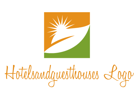 leaf and sun in square environment logo