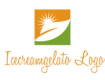 leaf and sun in square environment logo