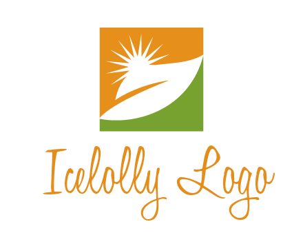 leaf and sun in square environment logo