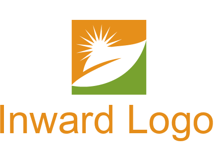 leaf and sun in square environment logo