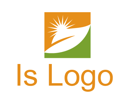 leaf and sun in square environment logo
