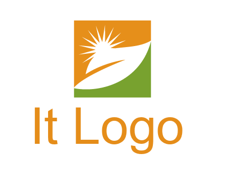 leaf and sun in square environment logo