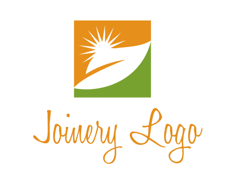 leaf and sun in square environment logo