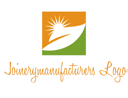 leaf and sun in square environment logo