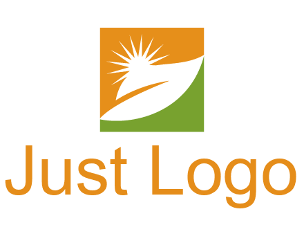 leaf and sun in square environment logo