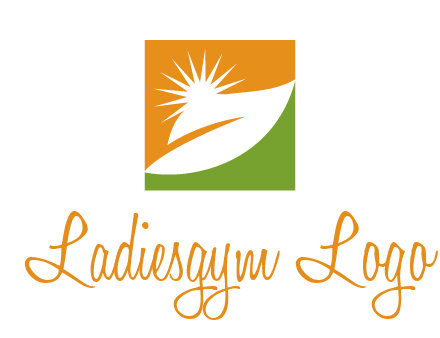leaf and sun in square environment logo