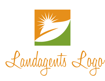 leaf and sun in square environment logo