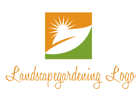 leaf and sun in square environment logo